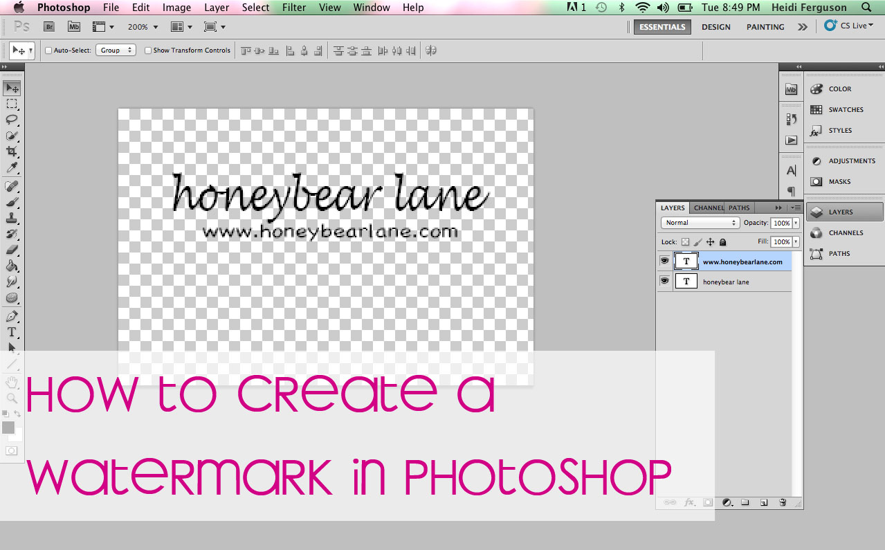 How To Make A Watermark In Photoshop HoneyBear Lane