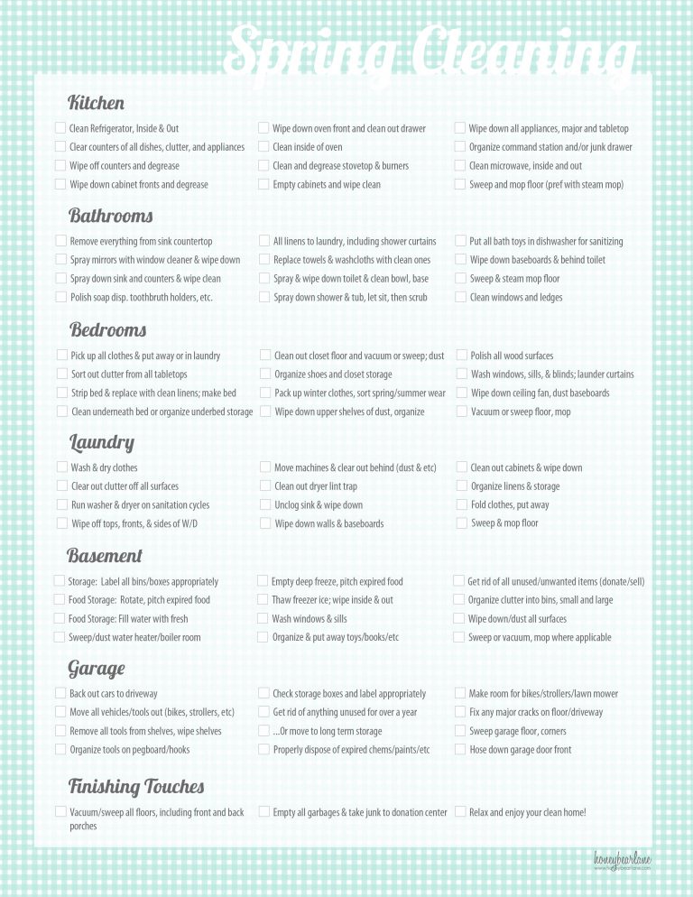 Spring Cleaning Printable Checklist