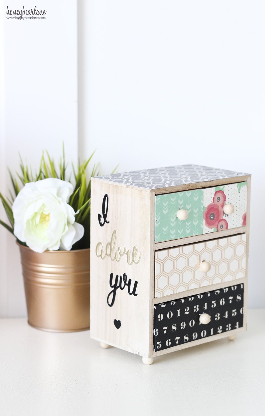 A4 Drawer Storage Box - Wooden Chest with Drawers Decoupage Craft