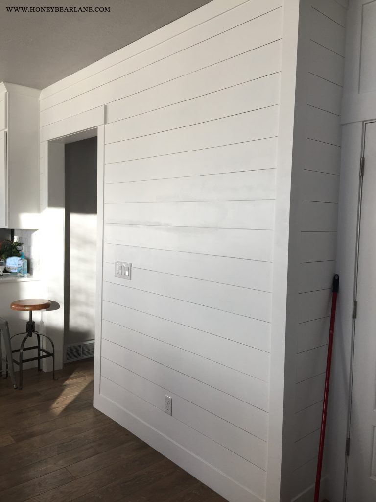 shiplap-wall-post-paint - Honeybear Lane