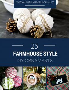 These beautiful farmhouse style inspired DIY ornaments are easy to make and add a cozy touch to any home!