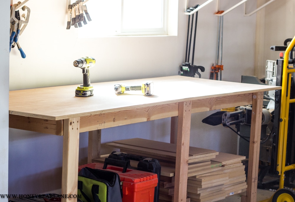 Two Hour DIY Workbench (Free Plans!) - Honeybear Lane